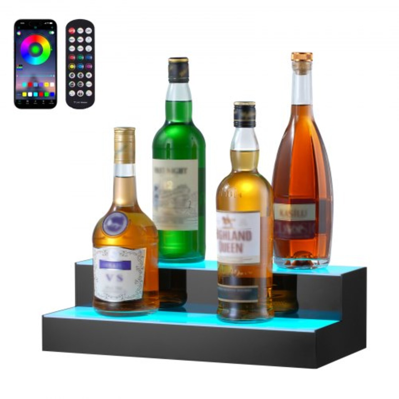 Acrylic LED Liquor Bottle Shelf with Remote App Control, Multi-Color Lights